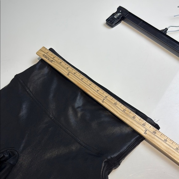 SPANX Black Faux-Leather High-Waisted Leggings with Wide Waistband Large - Picture 5 of 9